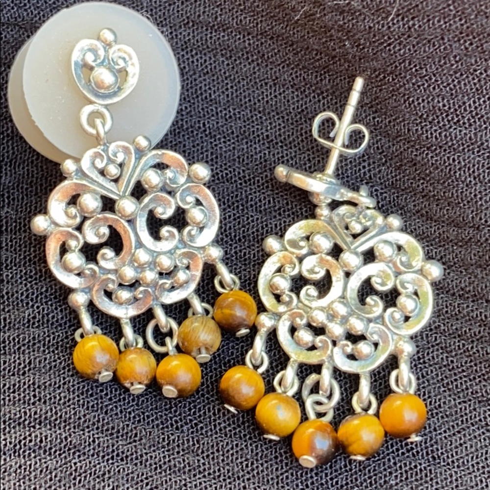 Sterling Silver tiger’s eye drop earrings
